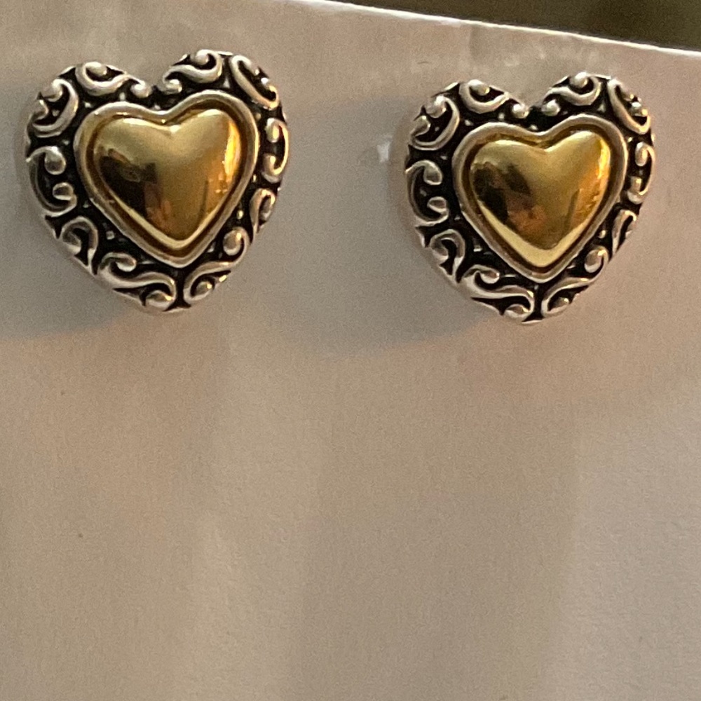 Premier Designs Silver Gold Heart Earrings
